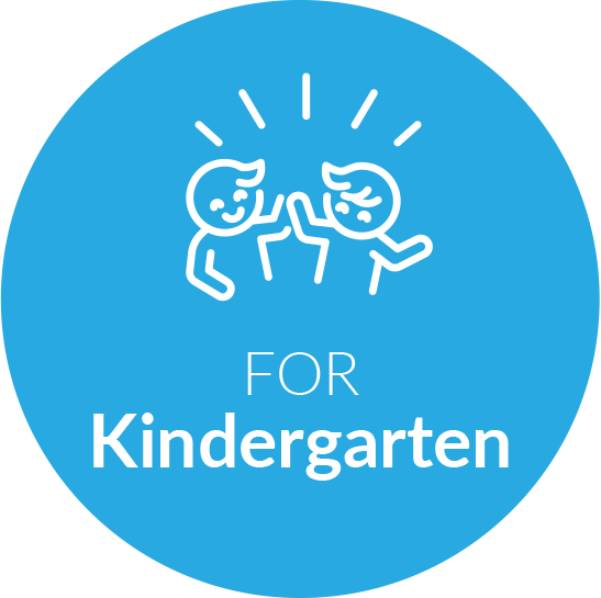 For kindergarten with icon of a two kids high-fiving